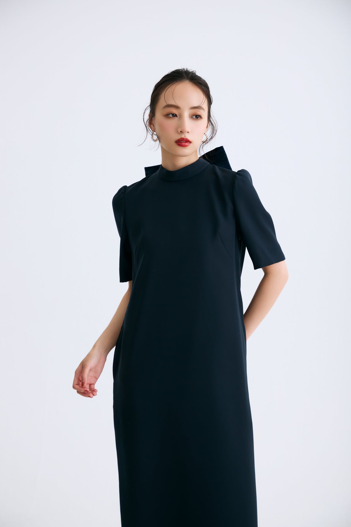 3pattern ribbon dress(Navy)