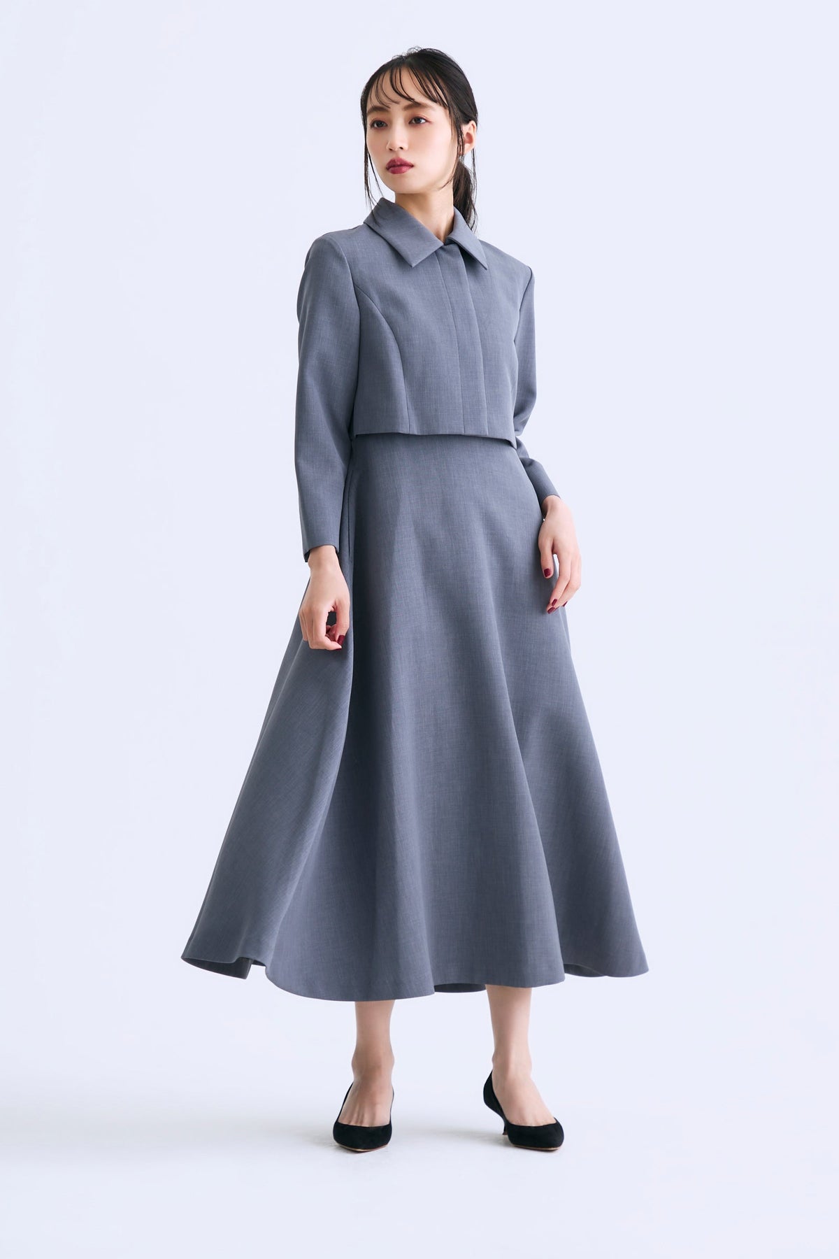 Layered jacket dress（Gray）