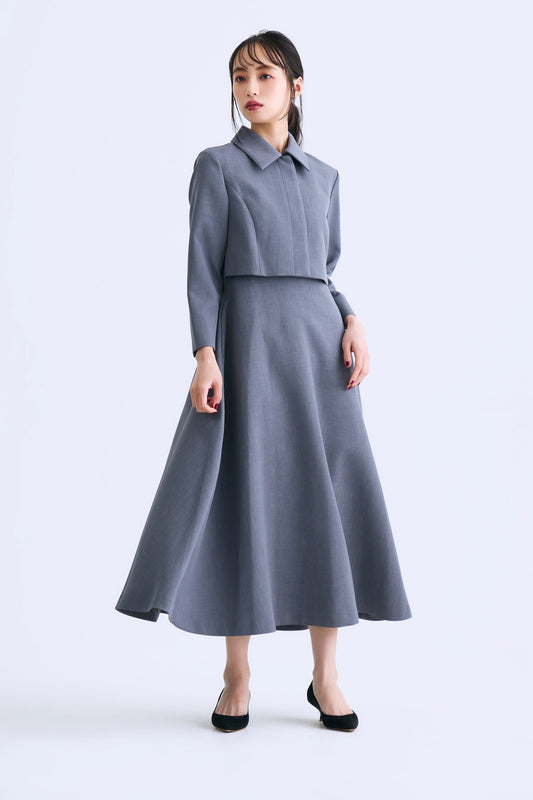 Layered jacket dress（Gray）
