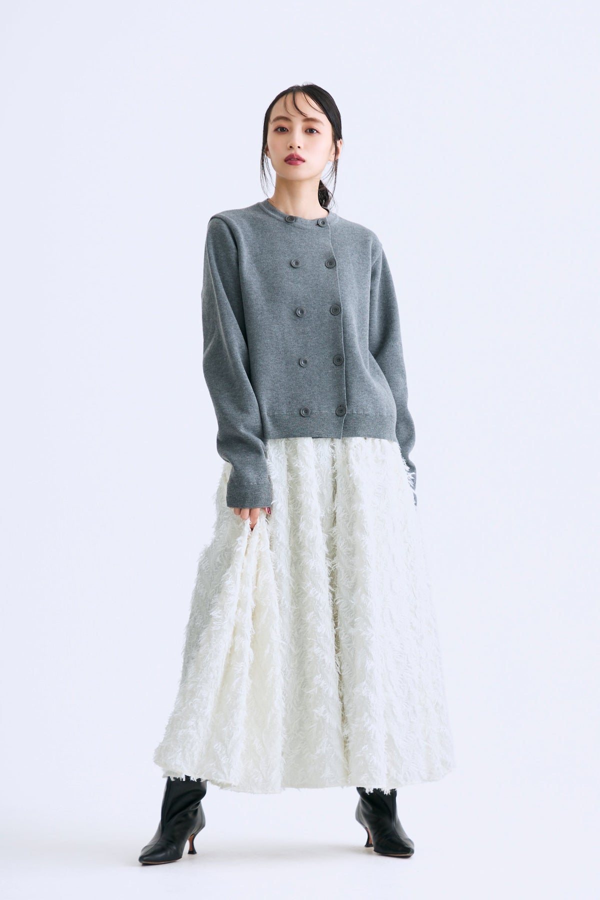 Opera gather skirt（Jacquard White）
