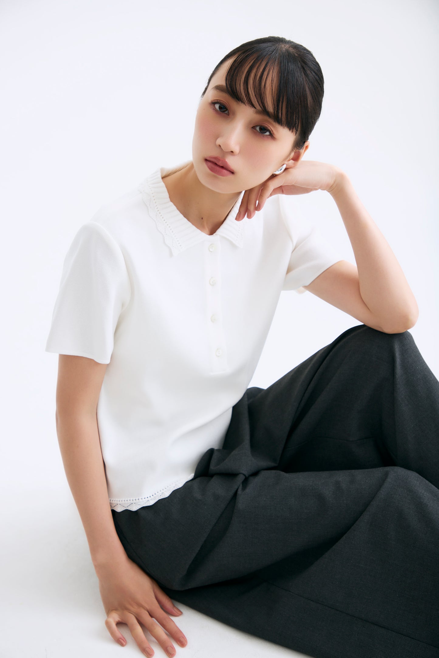 Cool knit polo(White)