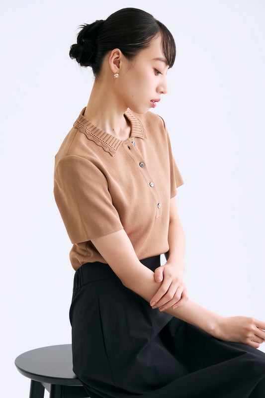 Cool knit polo(Biscuit)