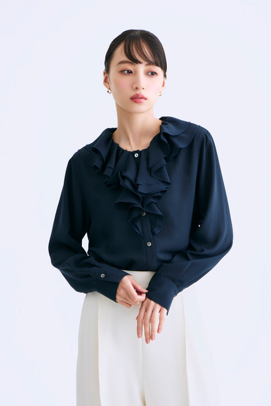 Blossom frill blouse（Navy）