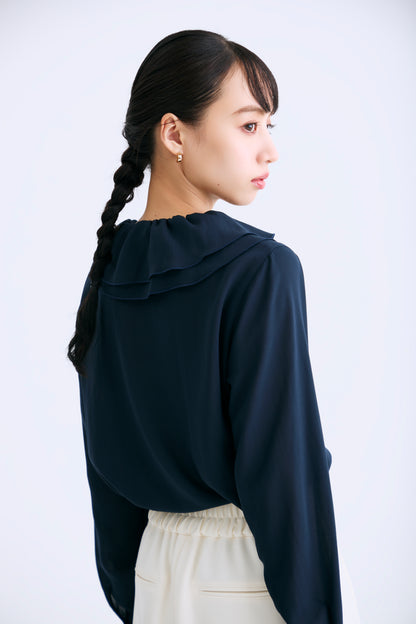 Blossom frill blouse（Navy）