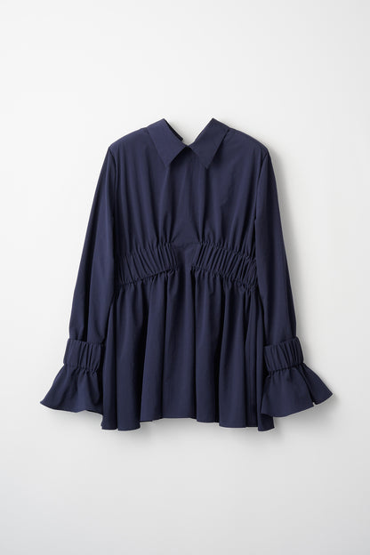 Audire ruffle sleeve blouse (Navy)