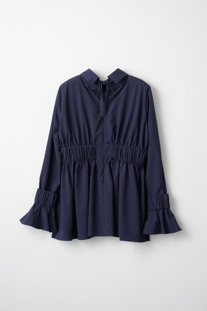 Audire ruffle sleeve blouse (Navy)