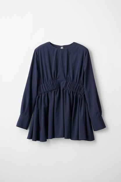 Audire ruffle sleeve blouse (Navy)