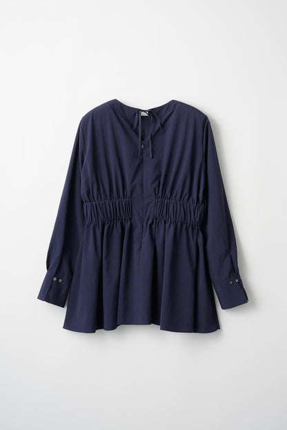 Audire ruffle sleeve blouse (Navy)