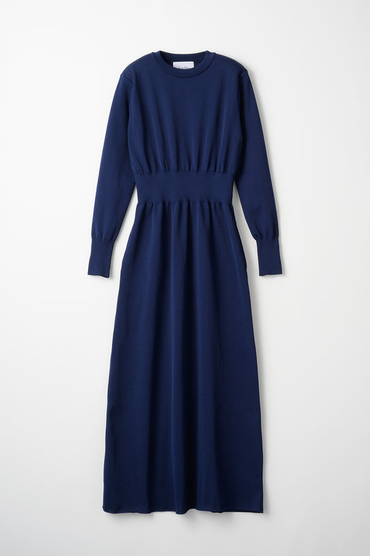 Elastic knit dress (Navy blue)