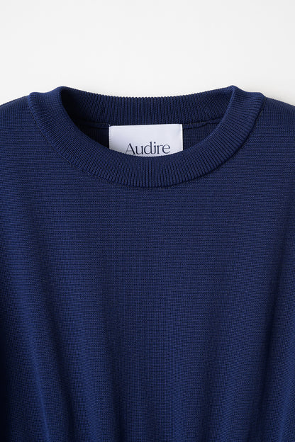 Elastic knit dress (Navy blue)