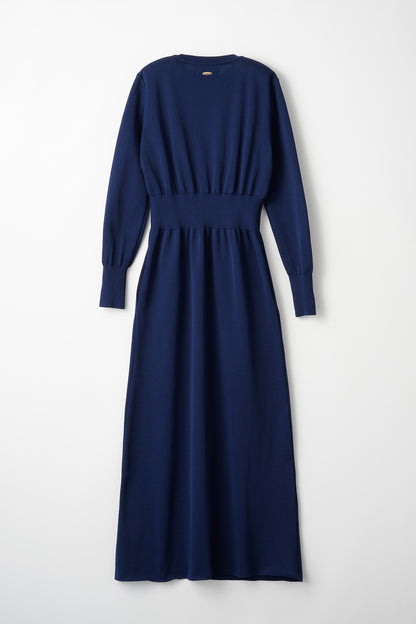 Elastic knit dress (Navy blue)