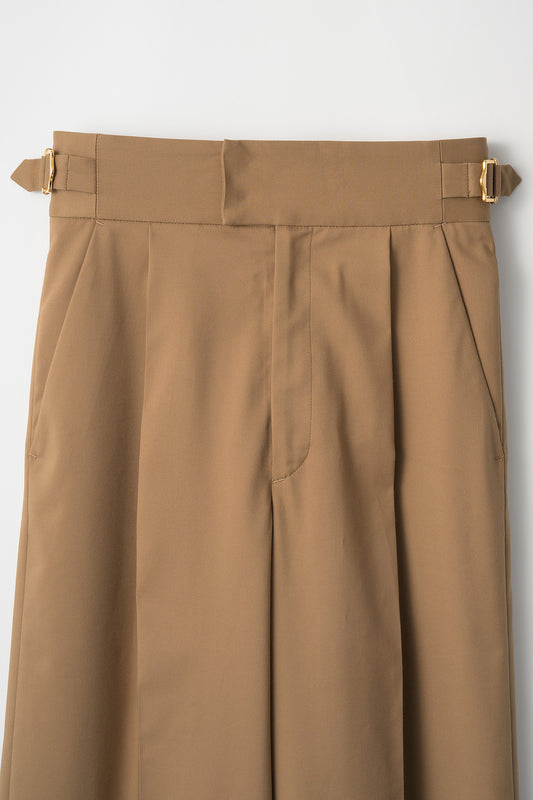 Belted wide pants (Beige)