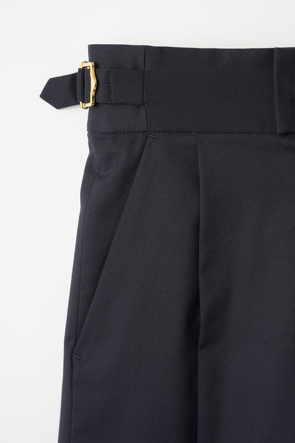 Belted wide pants (Dark navy)