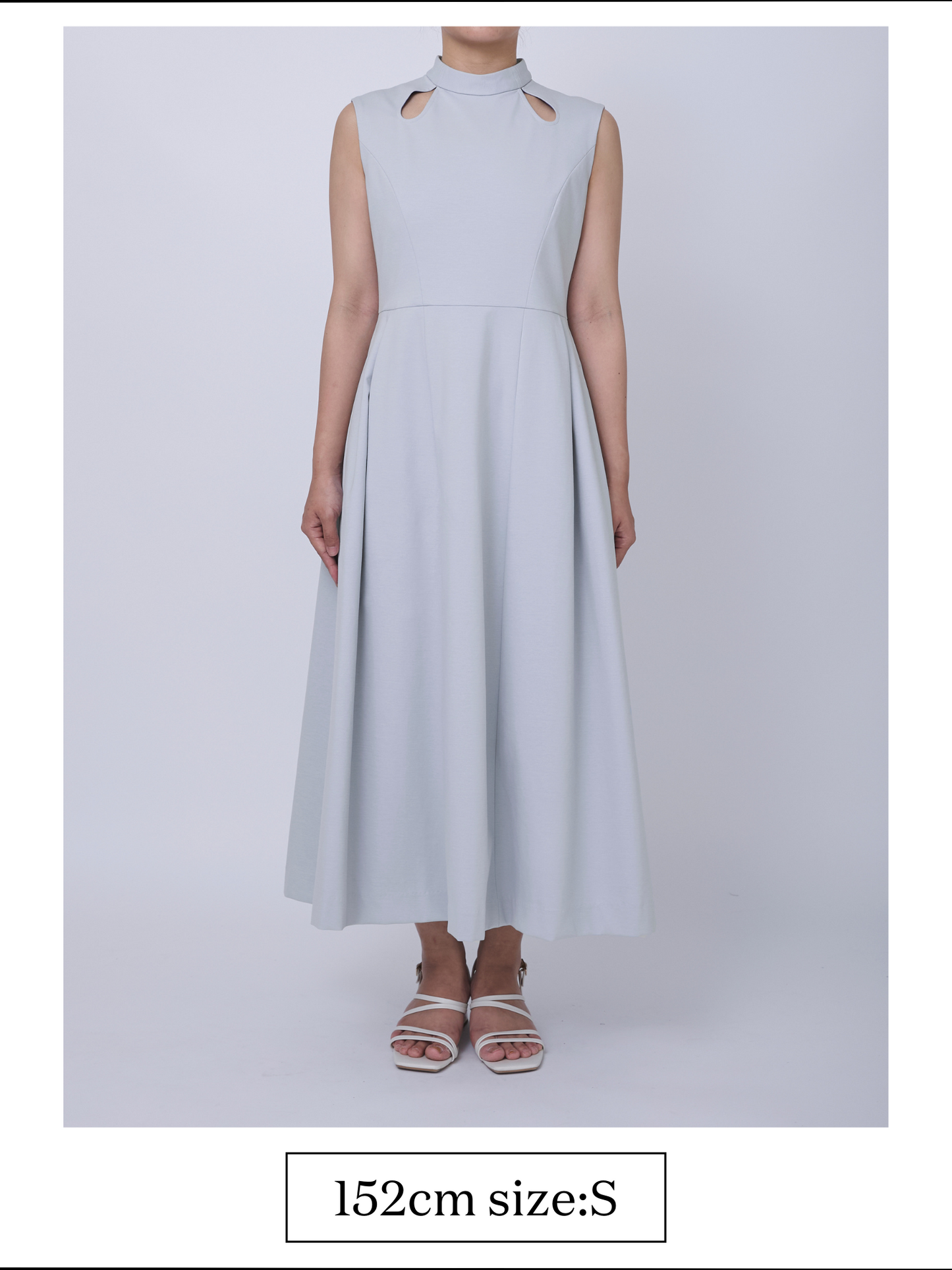 Tears cut-work dress (Blue gray)