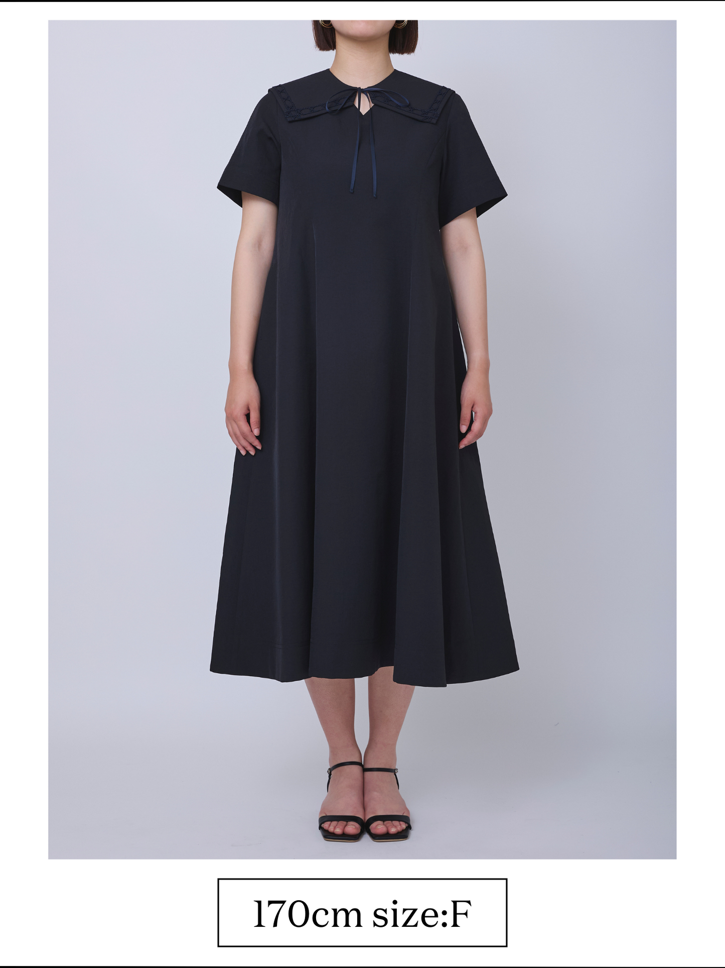 Comfort sailor-collar dress (White)