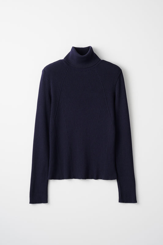 Pleasant rib turtle sweater (Navy)