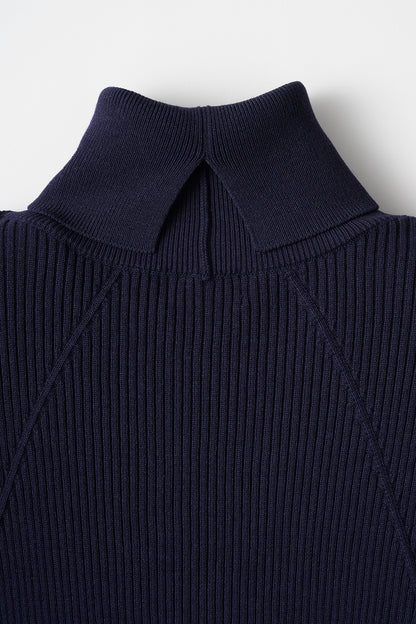 Pleasant rib turtle sweater (Navy)