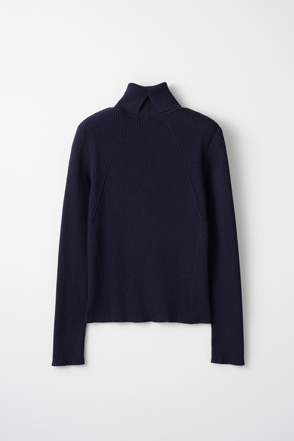 Pleasant rib turtle sweater (Navy)