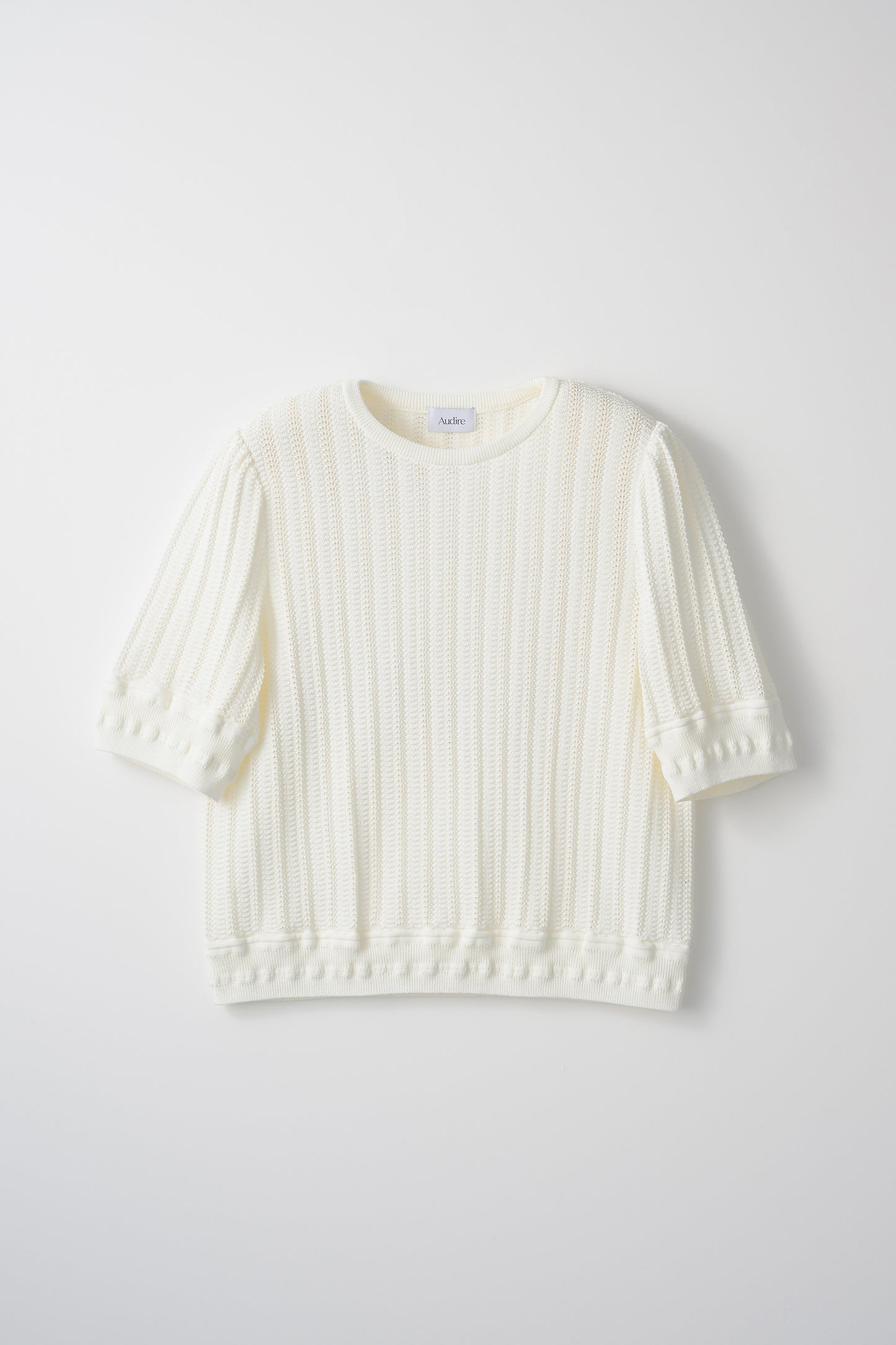 Jane half-sleeve knit tops (White)