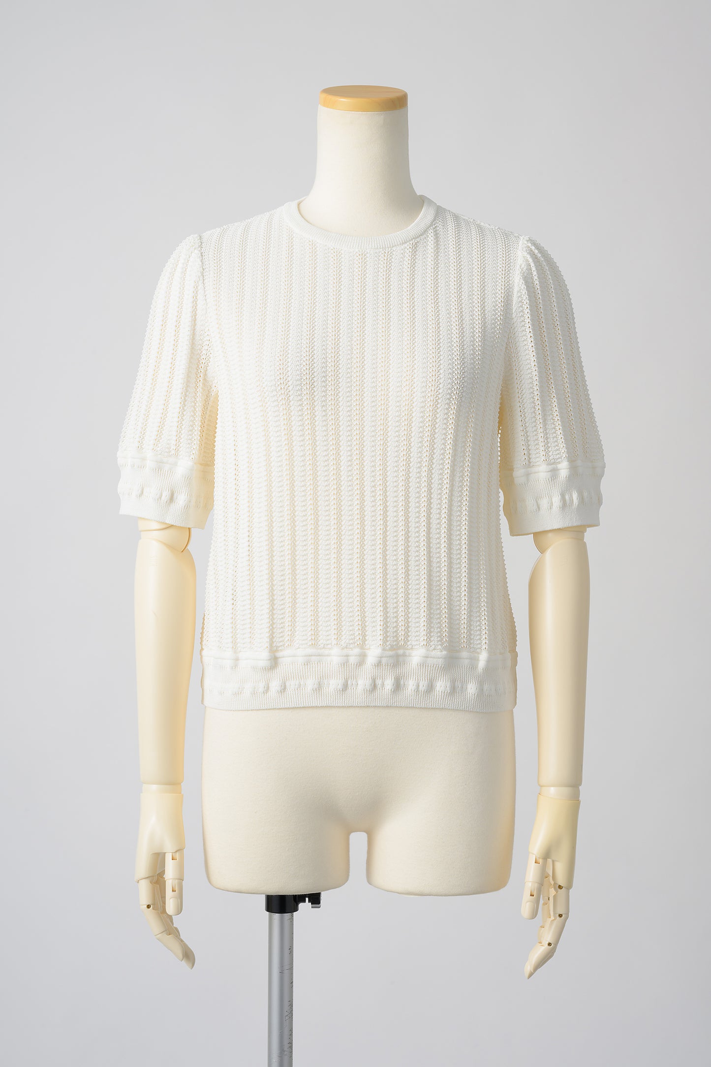 Jane half-sleeve knit tops (White)