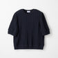 Jane half-sleeve knit tops (Navy)