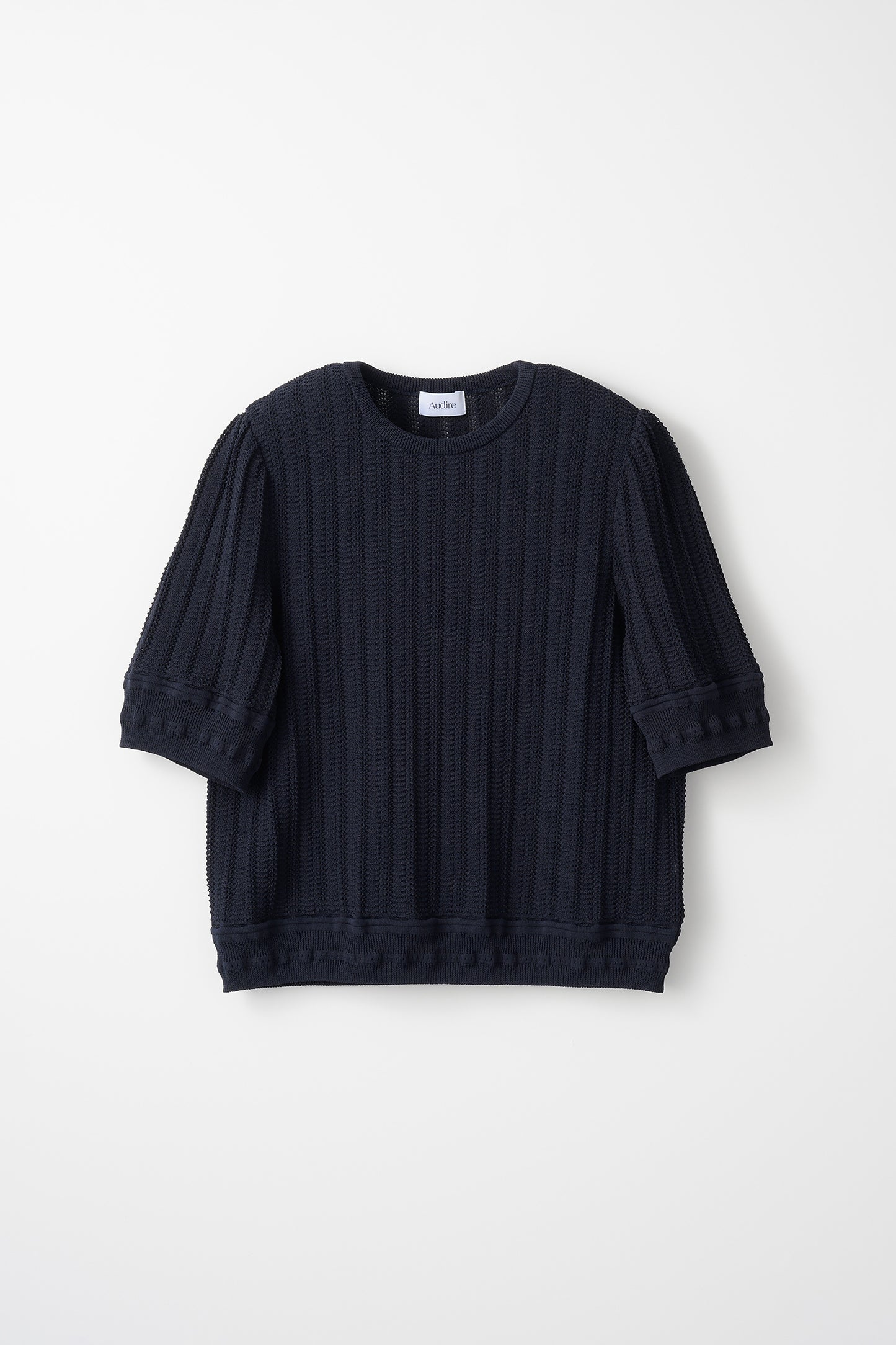 Jane half-sleeve knit tops (Navy)