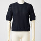 Jane half-sleeve knit tops (Navy)