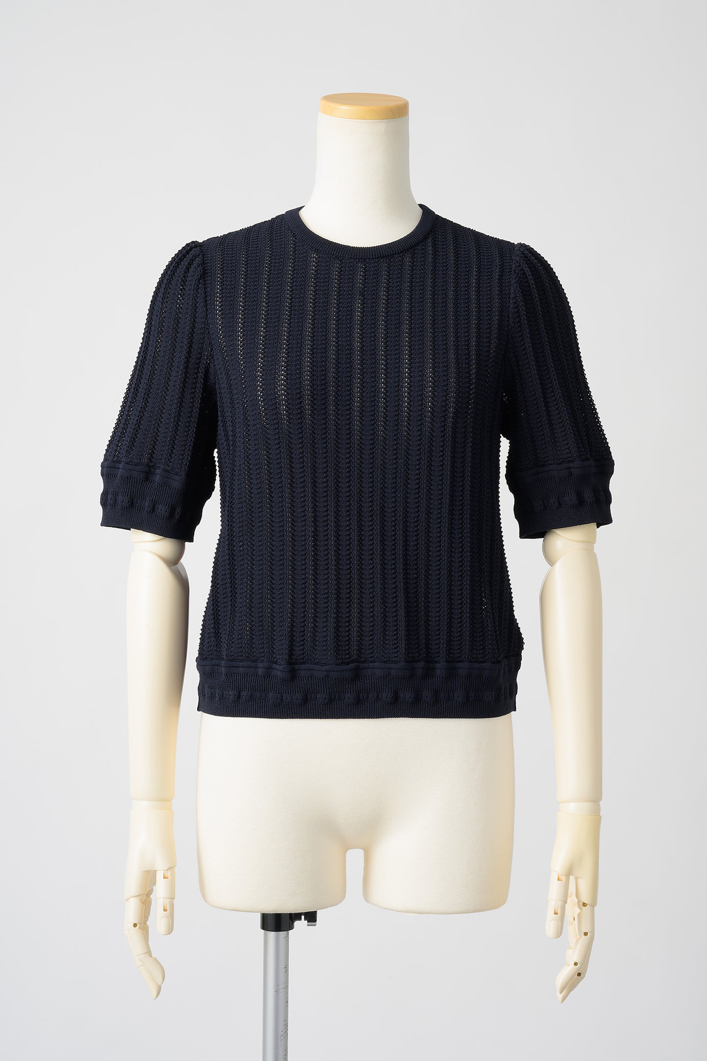 Jane half-sleeve knit tops (Navy)