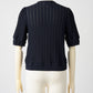 Jane half-sleeve knit tops (Navy)