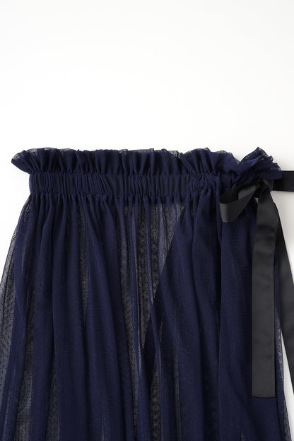 Tulle topping skirt(Navy)