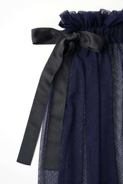 Tulle topping skirt(Navy)