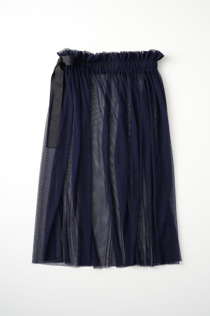 Tulle topping skirt(Navy)