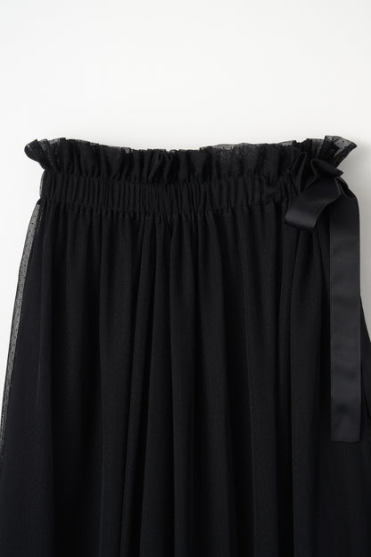 Tulle topping skirt(Black)