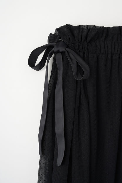 Tulle topping skirt(Black)