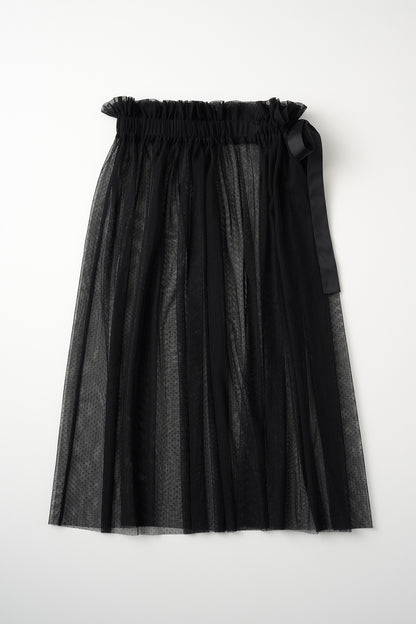 Tulle topping skirt(Black)