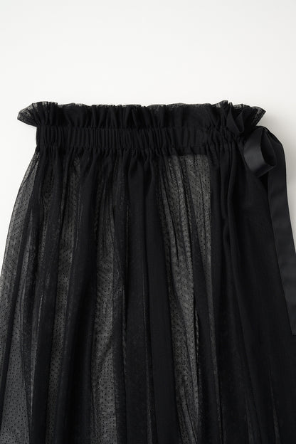 Tulle topping skirt(Black)
