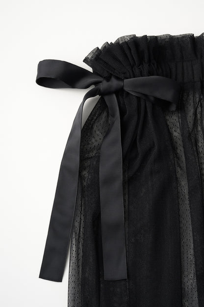 Tulle topping skirt(Black)