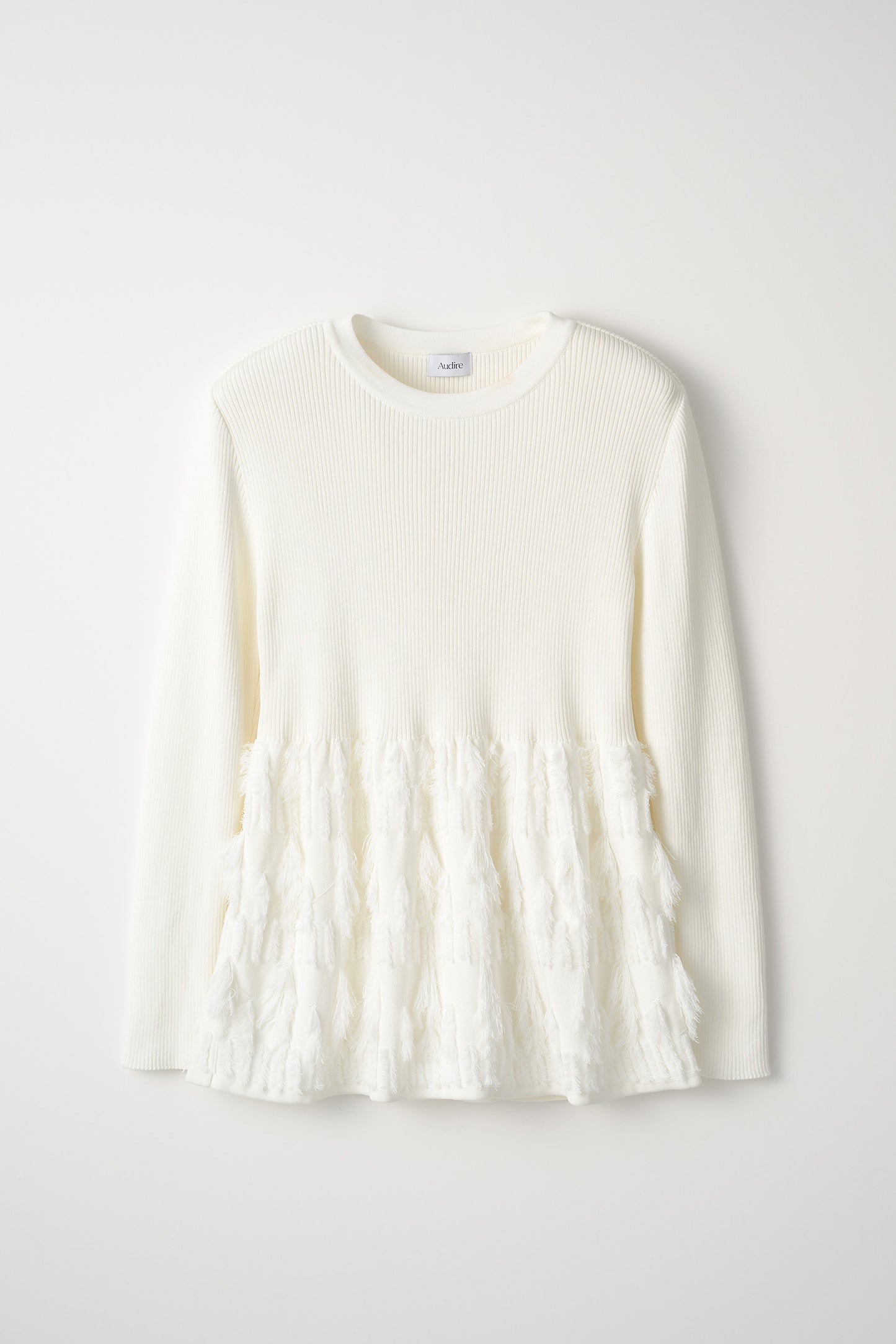 Fringe rib knit tops(White)
