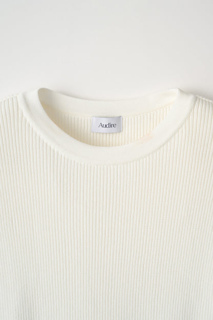 Fringe rib knit tops(White)