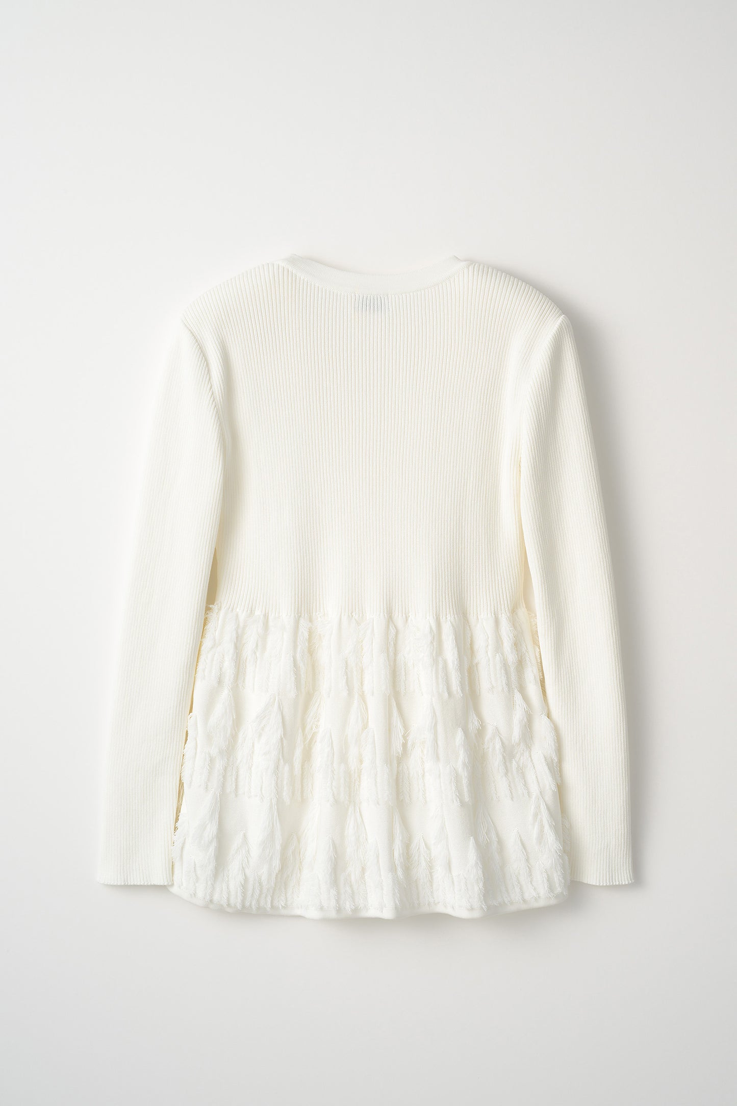 Fringe rib knit tops(White)