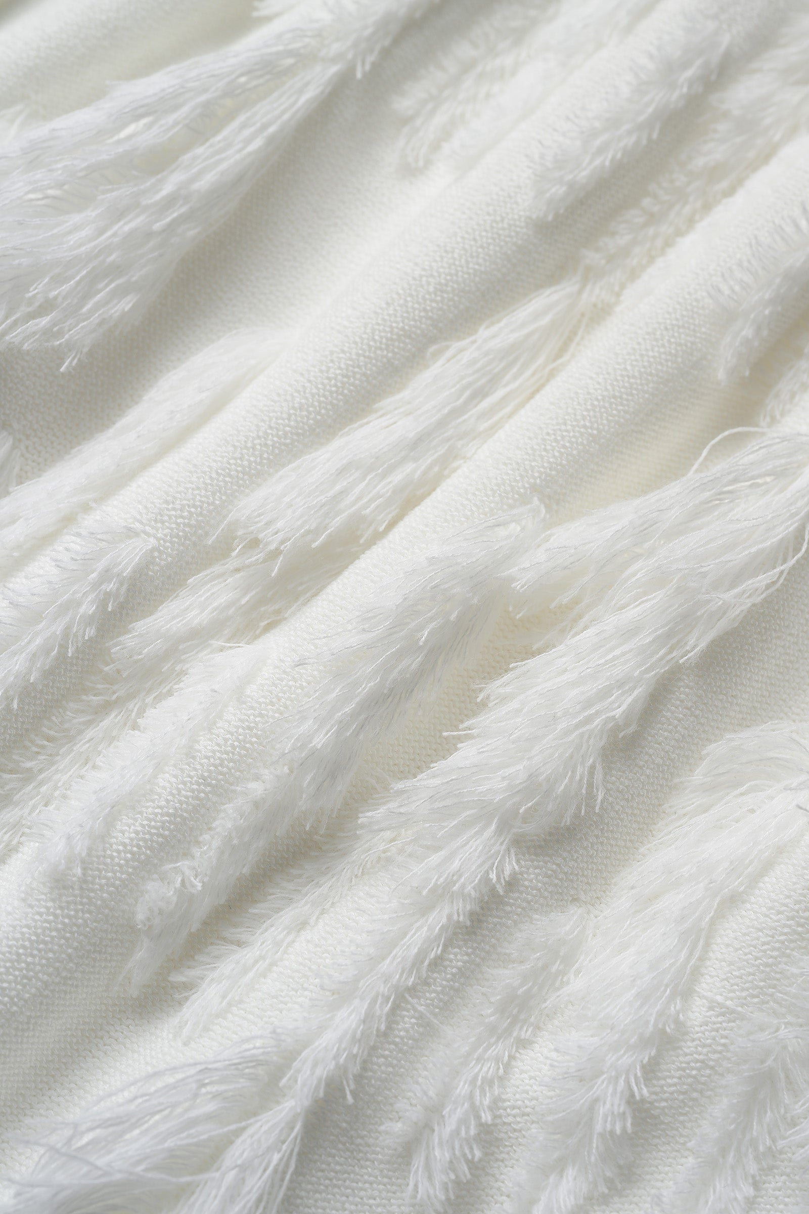 Fringe rib knit tops(White) – Audire