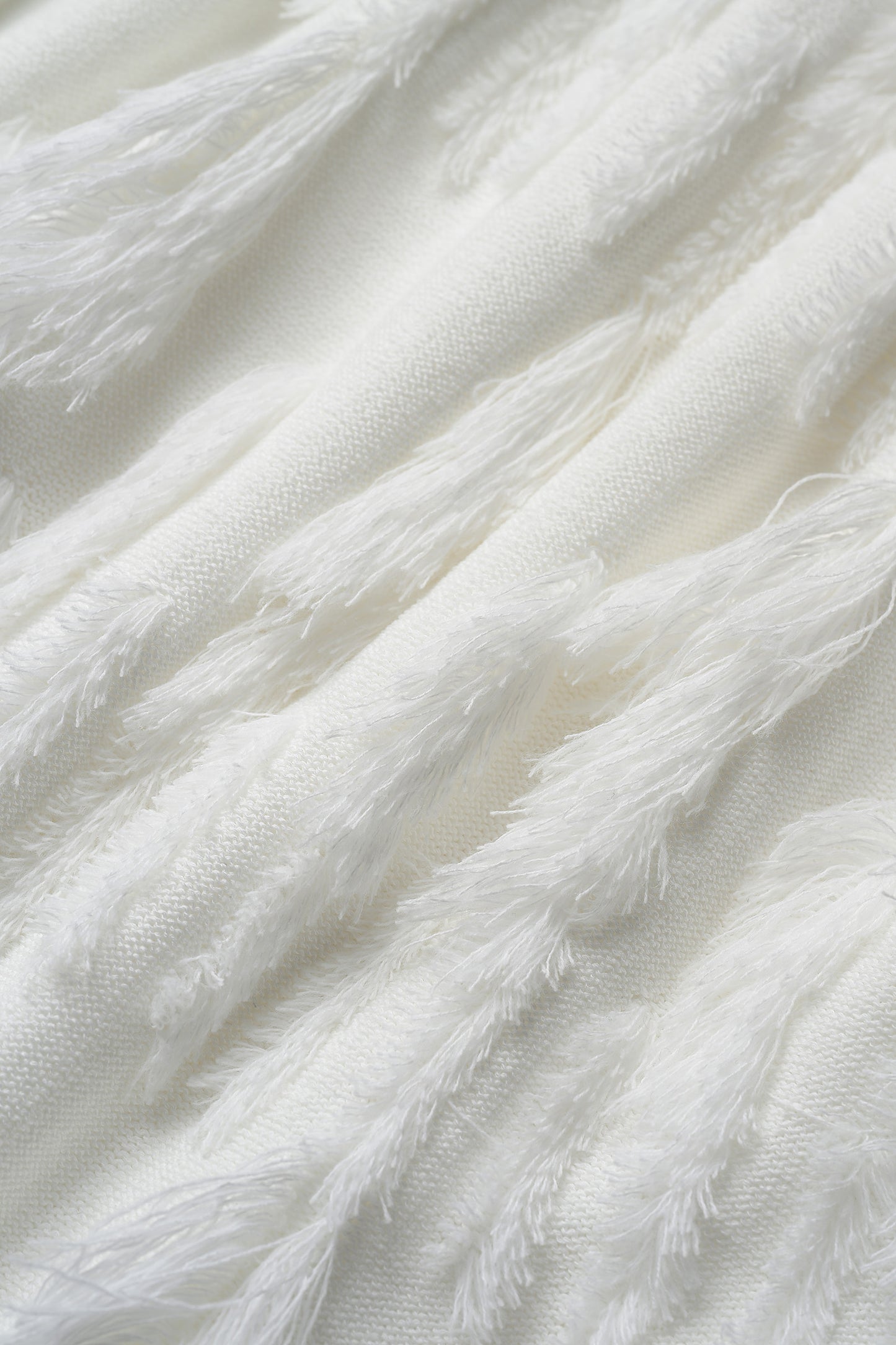 Fringe rib knit tops(White)