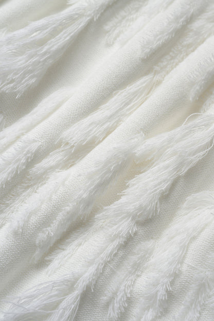 Fringe rib knit tops(White)