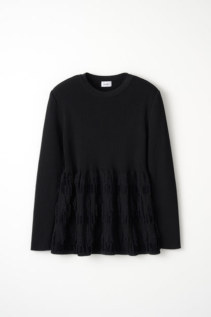 Fringe rib knit tops(Black)