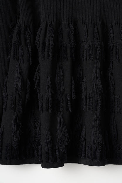 Fringe rib knit tops(Black)