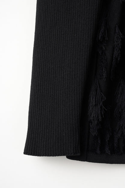 Fringe rib knit tops(Black)
