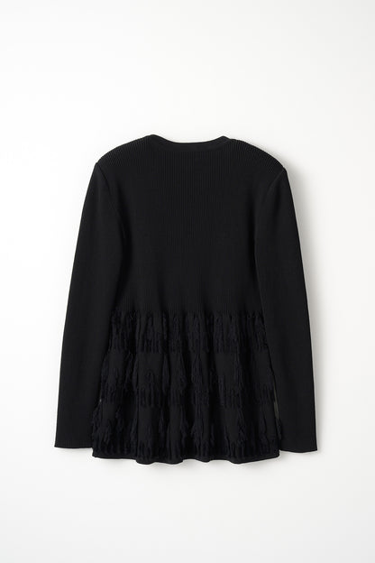 Fringe rib knit tops(Black)