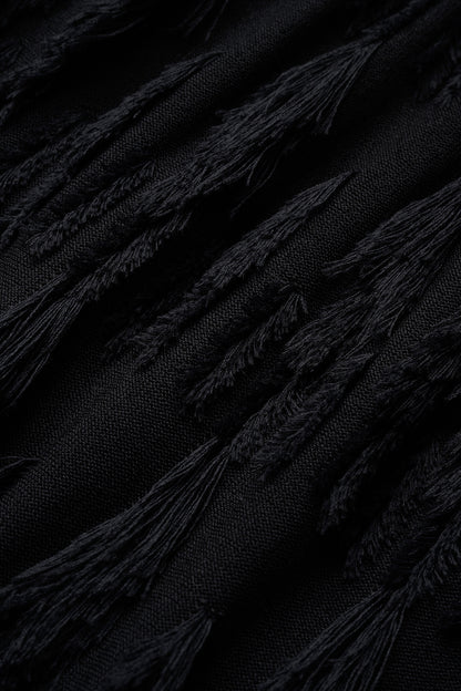 Fringe rib knit tops(Black)