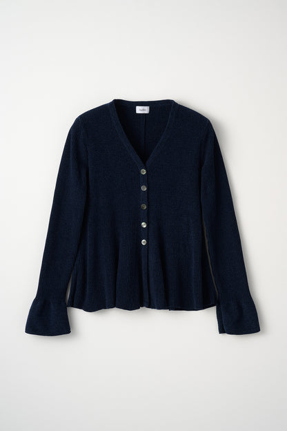Velor touch bell cardigan(Navy)