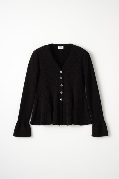 Velor touch bell cardigan(Black)